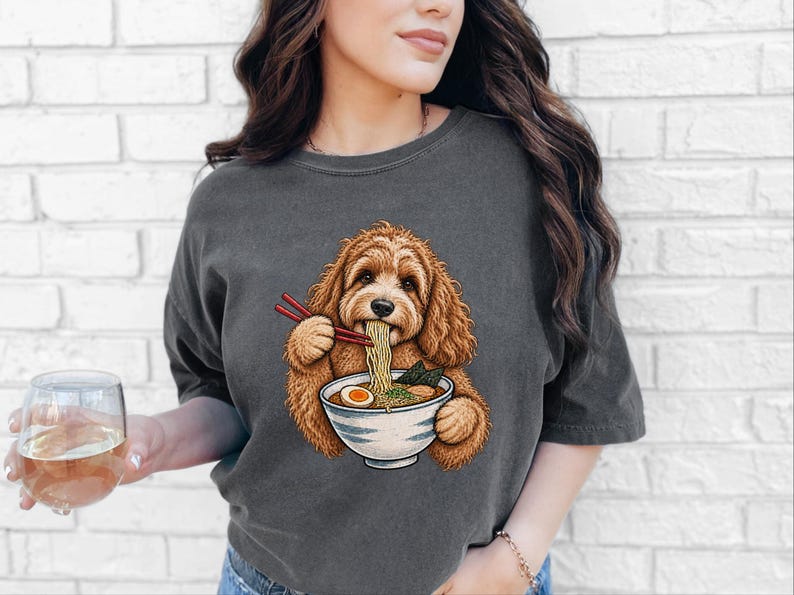 Camiseta de ramen para cockapoo, regalo para amantes de los fideos, camiseta de ramen para amantes de los perros, regalo divertido para dueños de cockapoo, camiseta de comida asiática imagen 10