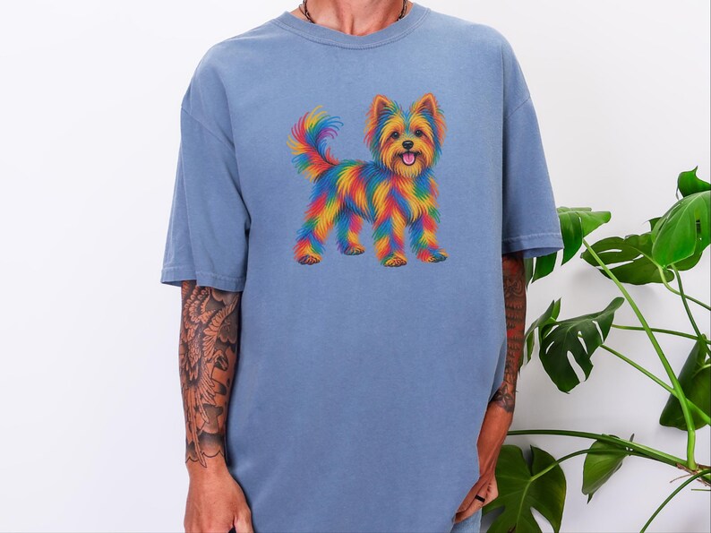 Yorkie Mom Shirt, Yorkie Lover Gift, Colorful Dog Tee, Yorkshire Dog Art, Puppy Graphic Tee, Dog Mom Sweatshirt image 9