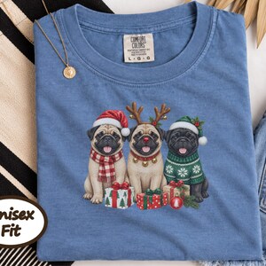 Christmas Pug Sweatshirt, Pug Christmas Gift, Holiday Dog Shirt, Pug Lover Sweatshirt, Festive Puppy Crewneck, Pug Mom Gift image 4