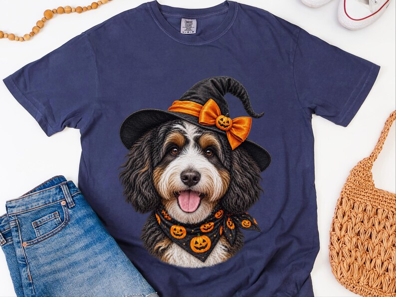 Bernedoodle Dog Halloween Shirt, Bernedoodle Mom Gift, Witch Dog Shirt, Spooky Dog Mom, Halloween Dog Lover Gift image 9