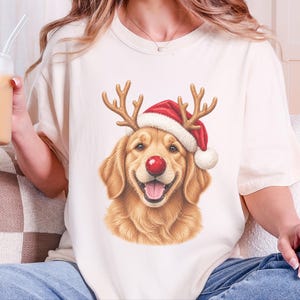 Weihnachtsshirt mit Golden Retriever-Motiv, festliches Hunde-Sweatshirt, Geschenk für Golden-Retriever-Mamas, Pullover mit Welpen-Ausschnitt, Weihnachtsshirt für Hundeliebhaber Bild 2