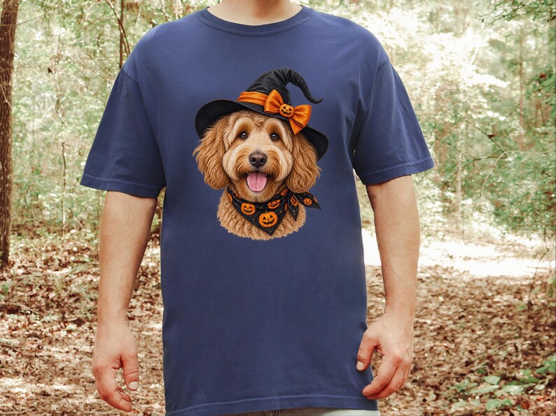 Halloween Dog Shirt, Goldendoodle Gift, Doodle Mom Gift, Witch Dog Shirt, Spooky Dog Lover, Fall Pet Sweatshirt image 6