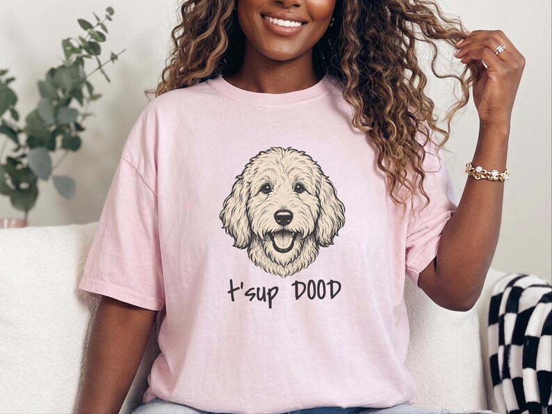 Comfort Colors Labradoodle T-Shirt, T'sup Dood Goldendoodle Sweatshirt, Funny Bernedoodle Sheepadoodle Graphic Crewneck, Golden Labradoodle image 5