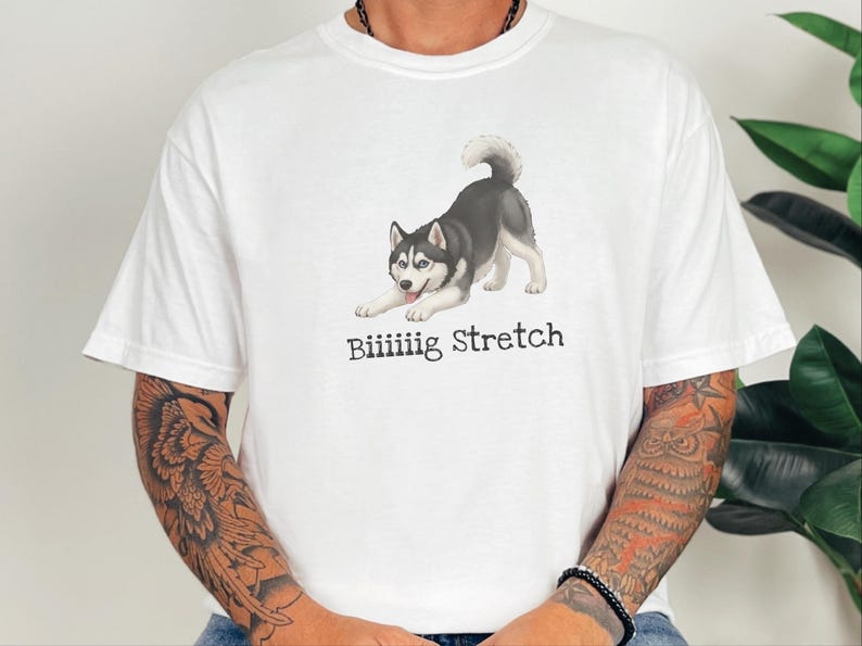 Comfort Colors Husky-Hundeshirt, extra großes Stretch-T-Shirt mit sibirischem Husky-Motiv, lustiges schwarz-weißes Oberteil für Haustierbesitzer, Tier-T-Shirt, lustiges Husky-T-Shirt Bild 6