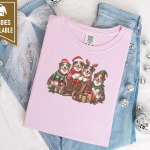 Christmas Australian Shepherd Shirt, Aussie Dog Mom Gift, Festive Holiday Sleigh Graphic Tee, Australian Christmas Sweatshirt afbeelding 10