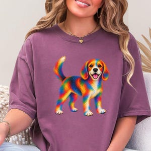 Camiseta de Beagle, Regalo colorido para amantes de los perros, Camiseta de cachorro arcoíris, Regalo para mamás de Beagle, Camiseta gráfica para dueños de perros imagen 2