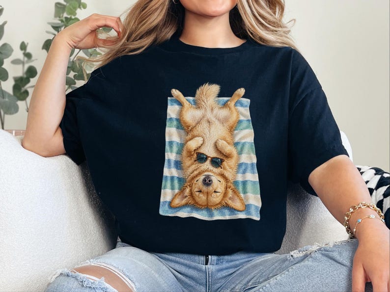 Golden Retriever Shirt, Golden Retriever Gift, Beach Vacation Tee, Summer Dog Shirt, Golden Retriever Mom, Coastal Dog Art, Vacation T Shirt image 8