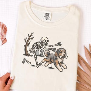Skeleton Dog Shirt, Aussiedoodle Halloween Shirt, Spooky Dog Tee, Dog Lover Gift, Funny Skeleton Shirt image 9