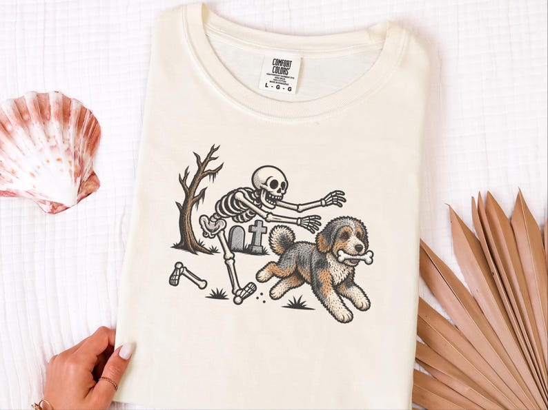 Skeleton Dog Shirt, Aussiedoodle Halloween Shirt, Spooky Dog Tee, Dog Lover Gift, Funny Skeleton Shirt image 9
