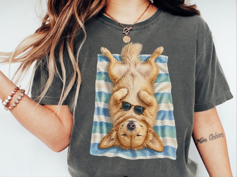 Golden Retriever Shirt, Golden Retriever Gift, Beach Vacation Tee, Summer Dog Shirt, Golden Retriever Mom, Coastal Dog Art, Vacation T Shirt image 7