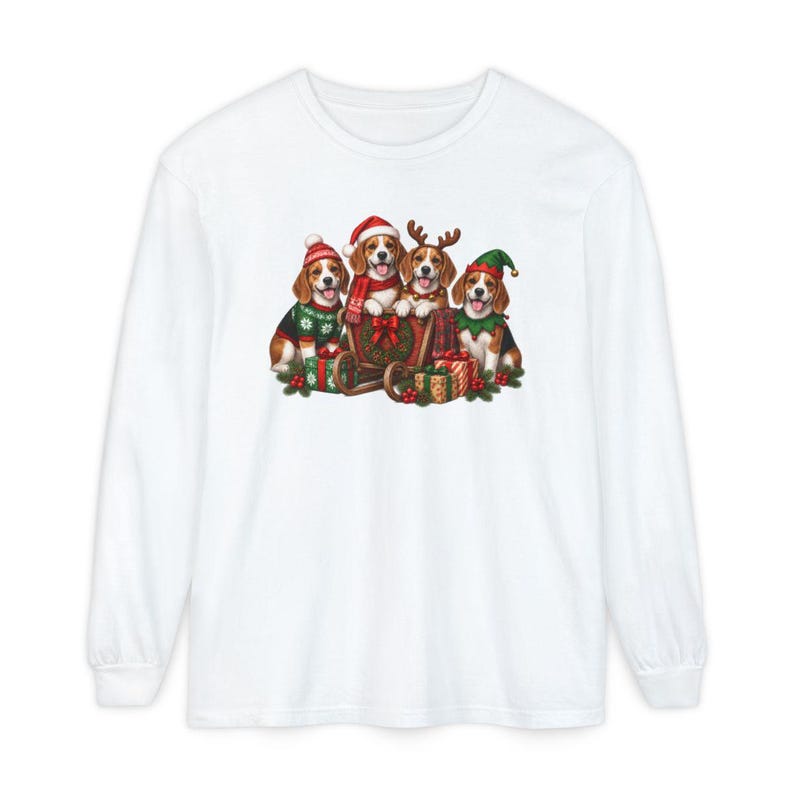 Christmas Dog Shirt, Beagle Lover Gift, Festive Santa Puppy Graphic Top, Christmas Dog Lover Gift, Beagle Christmas Shirt image 14