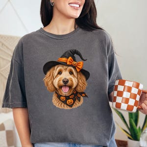 Halloween Dog Shirt, Goldendoodle Gift, Doodle Mom Gift, Witch Dog Shirt, Spooky Dog Lover, Fall Pet Sweatshirt image 5