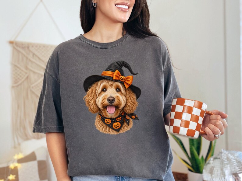 Halloween Dog Shirt, Goldendoodle Gift, Doodle Mom Gift, Witch Dog Shirt, Spooky Dog Lover, Fall Pet Sweatshirt image 5