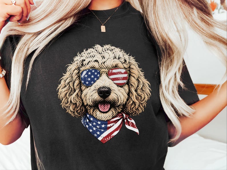 Comfort Colors Patriotic Maltipoo Dog Mom Shirt, 4th of July American Dog Lover Tee, USA Independence Day Maltipoo Owner T-Shirt imagen 4