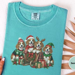 Christmas Dog Shirt, Beagle Lover Gift, Festive Santa Puppy Graphic Top, Christmas Dog Lover Gift, Beagle Christmas Shirt