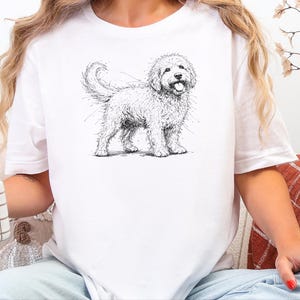 Golden Doodle Shirt and Canine Gift, Golden Doodle Sketch Custom Pet Art, Dog Mama Dad Apparel, Labradoodle Lover., Goldendoodle Shirt image 3