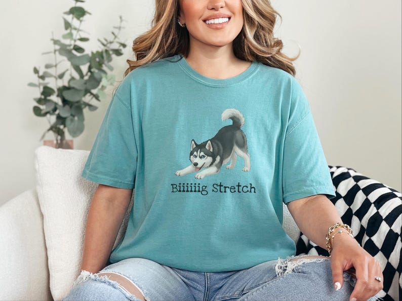 Comfort Colors Husky-Hundeshirt, extra großes Stretch-T-Shirt mit sibirischem Husky-Motiv, lustiges schwarz-weißes Oberteil für Haustierbesitzer, Tier-T-Shirt, lustiges Husky-T-Shirt Bild 8