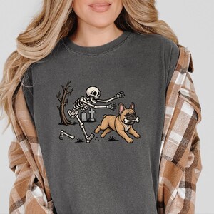 French Bulldog Halloween Shirt, Skeleton Dog Shirt, Funny Frenchie Gift, Spooky Pet Lover Tee, French Bulldog Mom Gift image 1