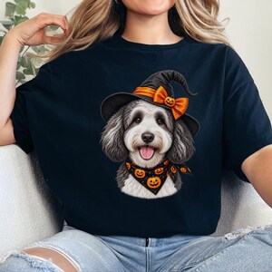 Halloween Dog Shirt, Sheepadoodle Gift, Witch Dog Shirt, Sheepadoodle Mom, Spooky Dog Tee, Doodle Mom Gift image 5
