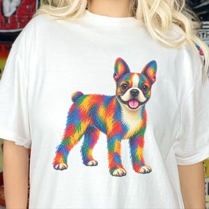 Boston Terrier Shirt, Colorful Dog Lover Gift, Rainbow Puppy Art Tee, Dog Mom Present image 7