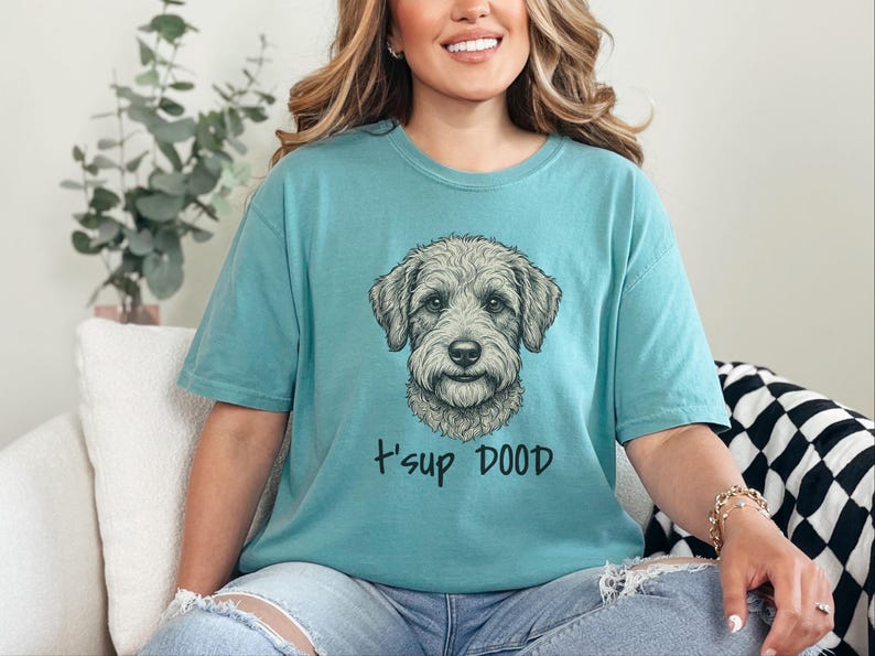 Comfort Colors Schnoodle Lover Sweatshirt | T'sup Dood Goldendoodle Dad Sweatshirt | Scruffy Labradoodle Owner T-Shirt, Doodle Dog Gift imagen 2