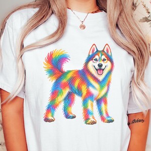 Husky Dog Shirt, Siberian Husky Gift, Colorful Dog Art, Husky Mom Gift, Dog Lover Tee image 5