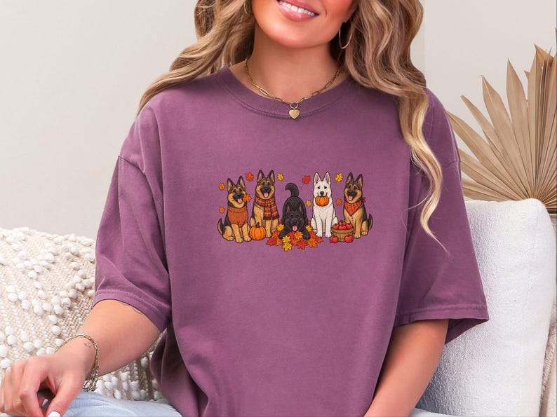 Fall German Shepherd Shirt, German Shepherd Mom Gift, Autumn Dog Lover Tee, Gsd Sweatshirt, Pumpkin Season Hoodie image 1