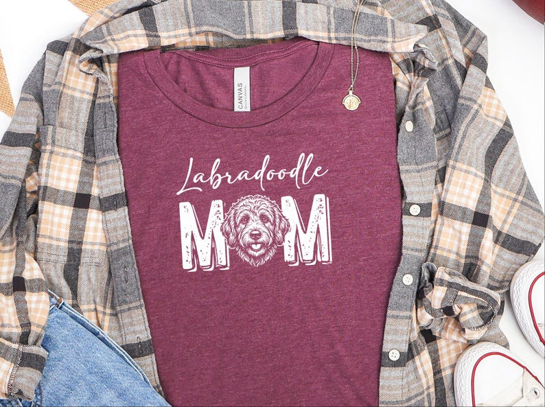 Labradoodle Dog Gift, Labradoodle Mom Shirt for Women, Fur Mama Tee, Doodle Lover Pet Owner Present, Dog Mom Birthday Gift Idea, Dog Paw Tee image 2