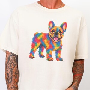 Frenchie Dog Shirt, Colorful Dog Art, French Bulldog Mom Gift, Frenchie Lover Present, Vibrant Pet Portrait Tee image 4