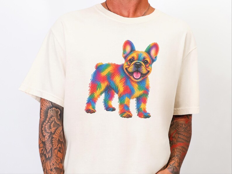 Frenchie Dog Shirt, Colorful Dog Art, French Bulldog Mom Gift, Frenchie Lover Present, Vibrant Pet Portrait Tee image 4