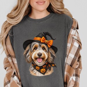 Witch Dog Shirt, Aussiedoodle Shirt, Doodle Mom Halloween Gift, Spooky Dog Lover Tee, Halloween Dog Shirt image 8