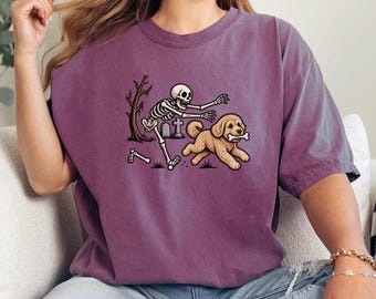 Maltipoo Halloween Shirt, Skeleton Dog Shirt, Funny Skeleton Art Tee, Spooky Dog Lover Gift, Vintage Halloween Dog Owner Apparel