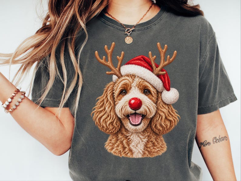 Bluza świąteczna Cavapoo, prezent dla mamy Cavapoo, świąteczna koszulka dla psa, świąteczne ubrania dla zwierząt, prezent dla właściciela Cavapoo, świąteczna koszulka dla psa zdjęcie 10