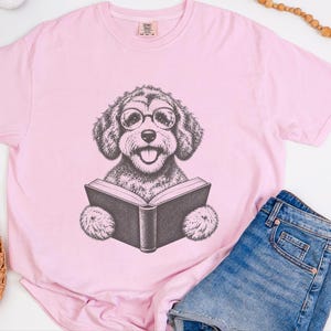 Schnoodle Reading Shirt, Bookish Dog Tee, Schnoodle Mom Gift, Dog Lover Book Shirt, Library Reader Tee image 8