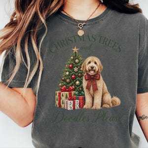 Goldendoodle Christmas Shirt, Christmas Trees And Doodles Please, Goldendoodle Mom Gift, Holiday Dog Sweatshirt, Doodle Lover Present image 5