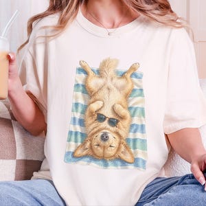 Golden Retriever Shirt, Golden Retriever Gift, Beach Vacation Tee, Summer Dog Shirt, Golden Retriever Mom, Coastal Dog Art, Vacation T Shirt image 3