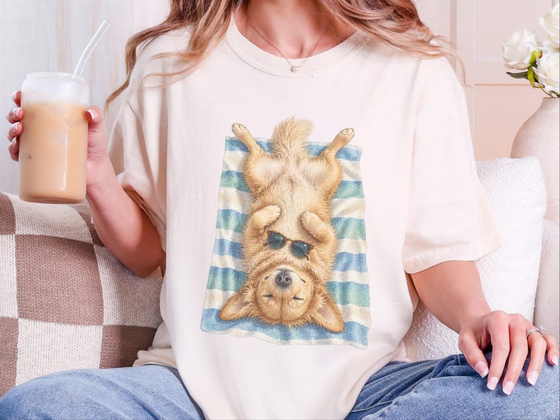 Golden Retriever Shirt, Golden Retriever Gift, Beach Vacation Tee, Summer Dog Shirt, Golden Retriever Mom, Coastal Dog Art, Vacation T Shirt image 3