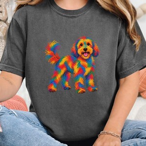 Cockapoo Shirt, Rainbow Dog Lover Gift, Colorful Puppy Tee, Doodle Mom Shirt, Dog Art Print image 8