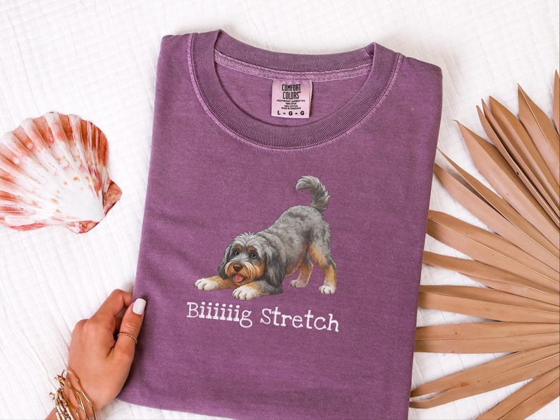Camiseta elástica grande Comfort Colors Aussiedoodle Art, regalo divertido para amantes de los perros Doodle, camiseta para nuevos dueños de cachorros, para mamás y papás Goldendoodle, camiseta divertida para mascotas imagen 6