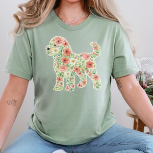 Cockapoo Silhouette Sweatshirt, Floral Dog Print Tee, Botanical Puppy Nursery Art, Cockapoo Floral Silhouette image 6