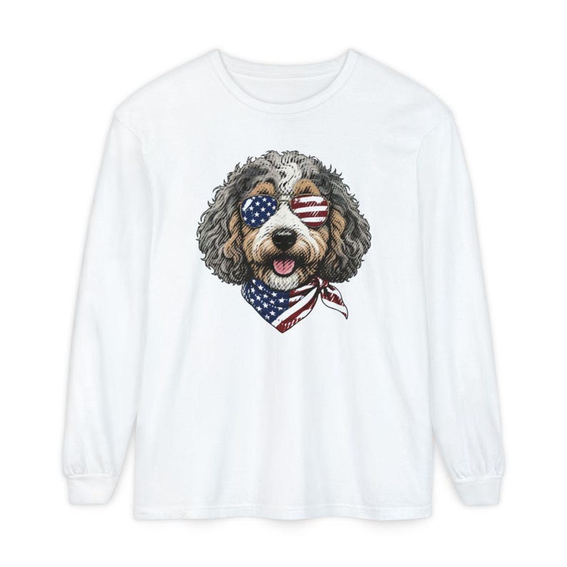 Comfort Colors Patriotic Aussiedoodle Shirt, Semiquincentennial Independence Day Patriotic Dog Owner Clothing, American Goldendoodle Mother image 12