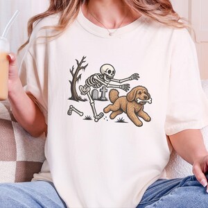 Skeleton Dog Shirt, Cockapoo Halloween Gift, Spooky Dog Tee, Funny Skeleton Shirt image 5