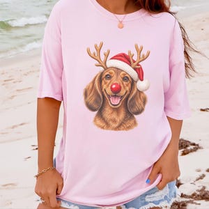 Weihnachtsshirt mit Dackel, Weihnachtsgeschenk für Dackel, Festlicher Hundepullover, Dackel-Mama-Shirt, Festliches T-Shirt für Hundeliebhaber Bild 6