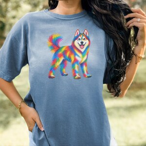 Husky Dog Shirt, Siberian Husky Gift, Colorful Dog Art, Husky Mom Gift, Dog Lover Tee image 2