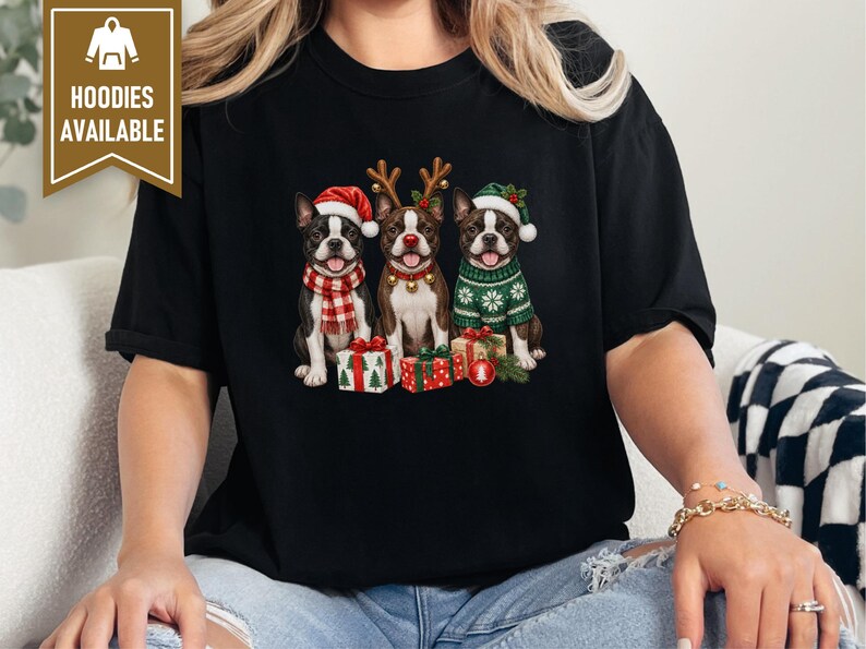Boston Terrier Christmas Shirt, Dog Christmas Shirt, Boston Terrier Gift, Christmas Pet Shirt, Santa Dog Shirt, Holiday Dog Tee image 5