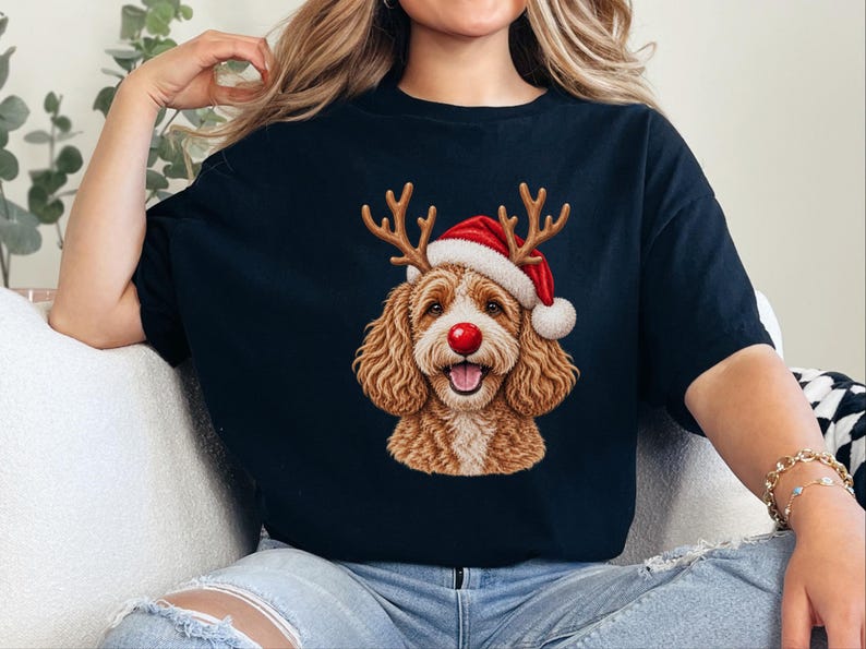 Bluza świąteczna Cavapoo, prezent dla mamy Cavapoo, świąteczna koszulka dla psa, świąteczne ubrania dla zwierząt, prezent dla właściciela Cavapoo, świąteczna koszulka dla psa zdjęcie 5