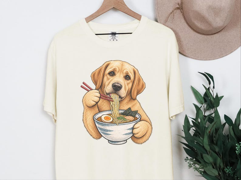 Yellow Lab Ramen Shirt, Labrador Retriever Gift, Noodle Lover Tee, Funny Dog Shirt, Labrador Mom Gift, Foodie Shirt, Dog Dad Shirt, Lab image 10