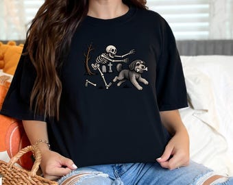 Schnoodle Skeleton Shirt, Halloween Dog Shirt, Funny Skeleton Dog Tee, Schnoodle Mom Gift, Spooky Season Dog Lover Shirt