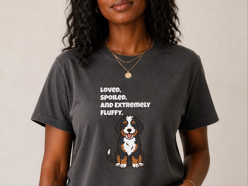 Comfort Colors Bernedoodle T-Shirt | Loved, Spoiled, and Extremely Fluffy Shirt | Funny Bernedoodle Customization, Bernedoodle Tee bild 4