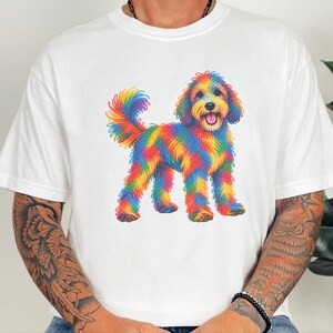 Sheepadoodle Shirt, Sheepadoodle Gift, Colorful Dog Art, Sheepadoodle Mom, Scribble Print, Pet Portrait Tee, Dog Lover Shirt image 5